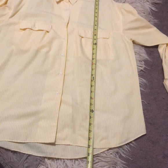 Vintage GAP Boyfriend Fit ButtonUp-Sz L-Cotton-Yellow/White Stripes-EUC - Picture 12 of 16
